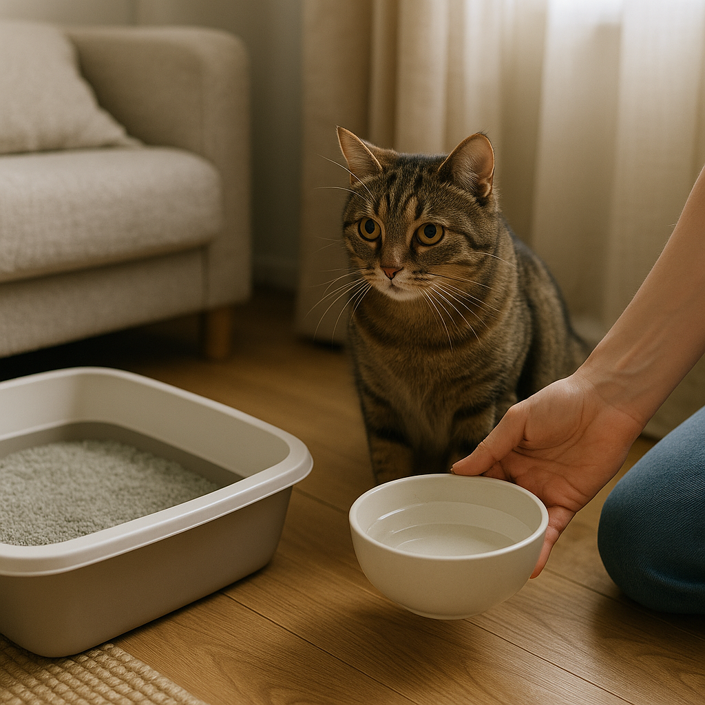 Chat constipé : que faire à la maison et quand consulter