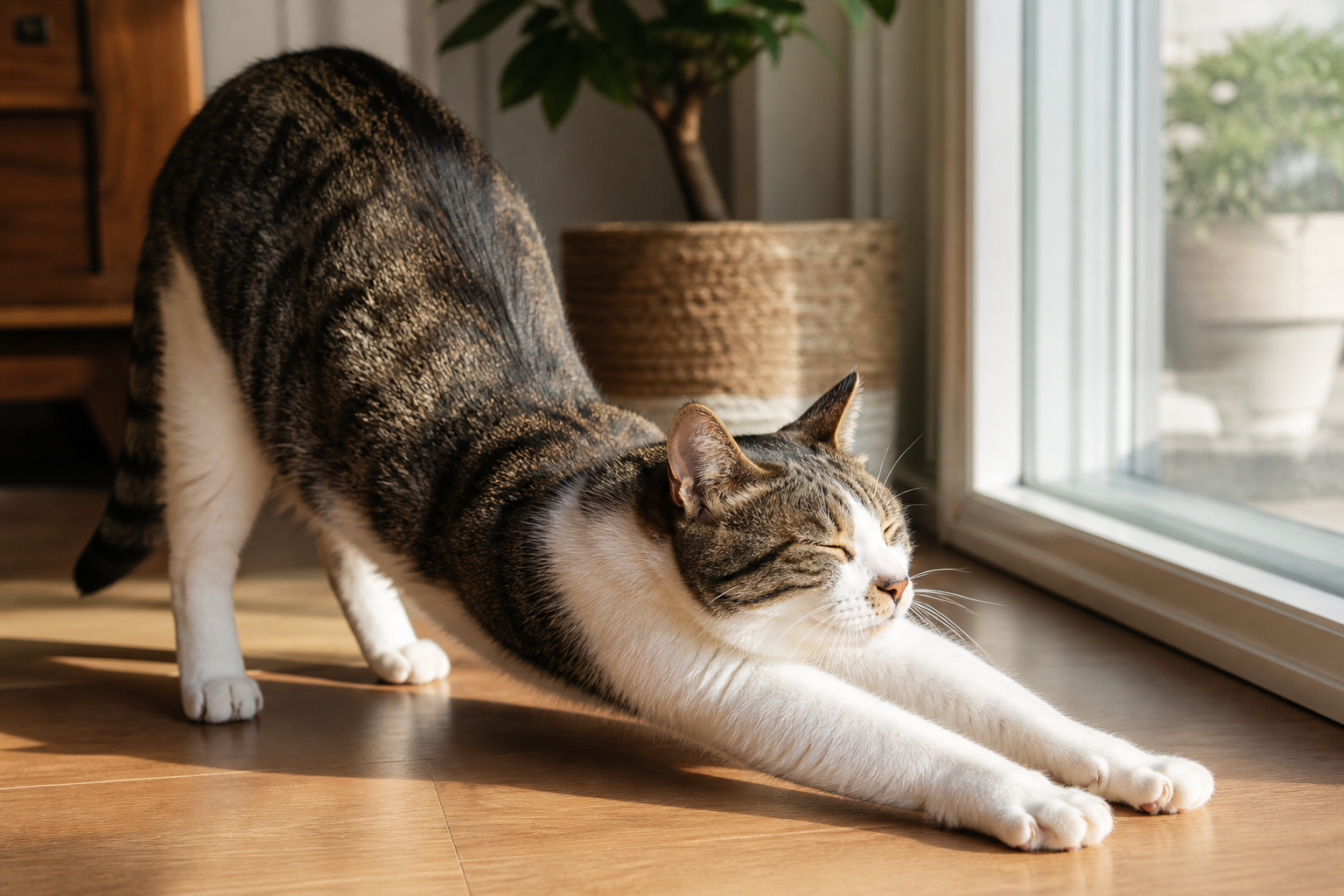 Pourquoi votre chat s’étire-t-il souvent devant vous ?