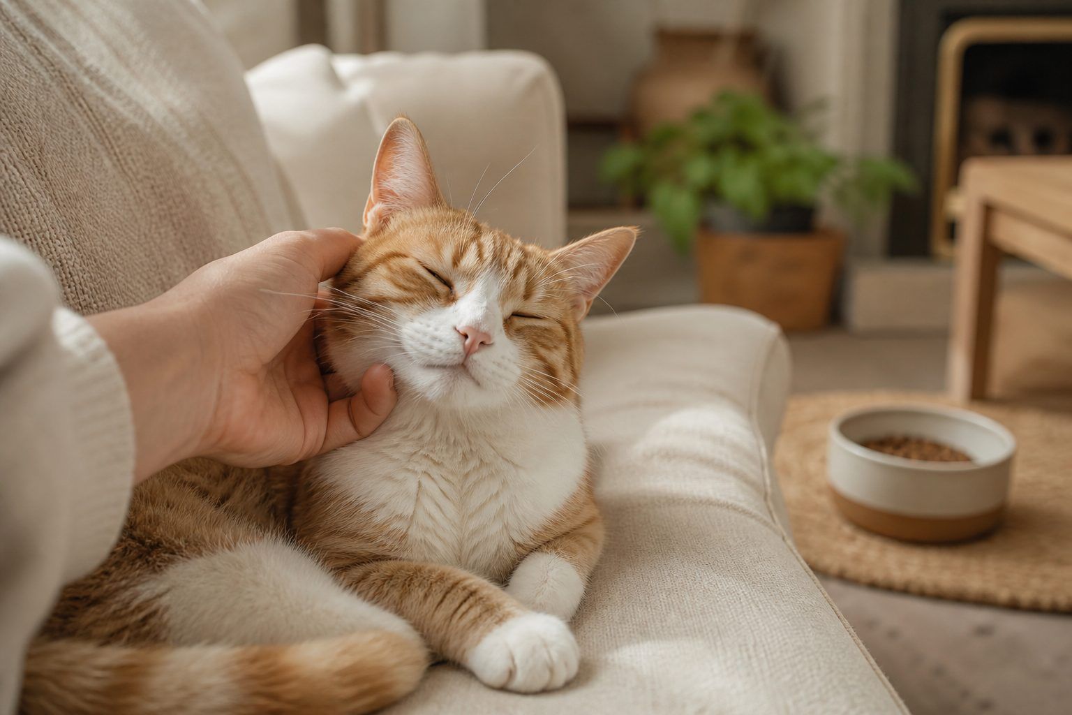 Pourquoi un chat ronronne avec vous, pendant les caresses ou près de sa gamelle