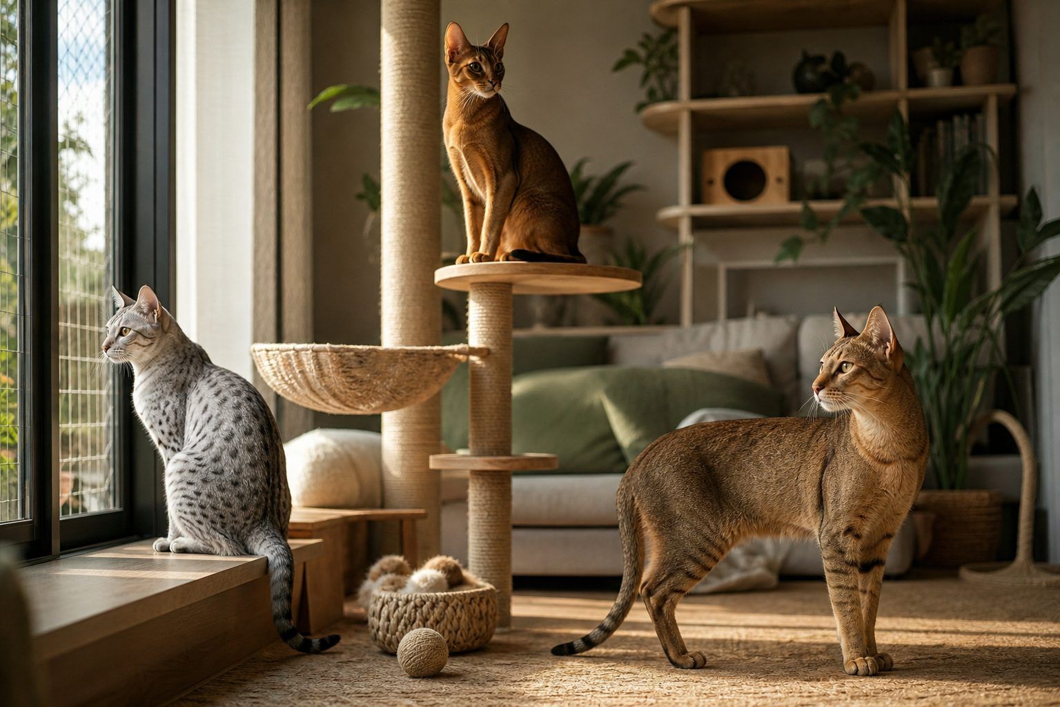 Mau égyptien, Abyssin ou Chausie : lequel tient vraiment en intérieur ?
