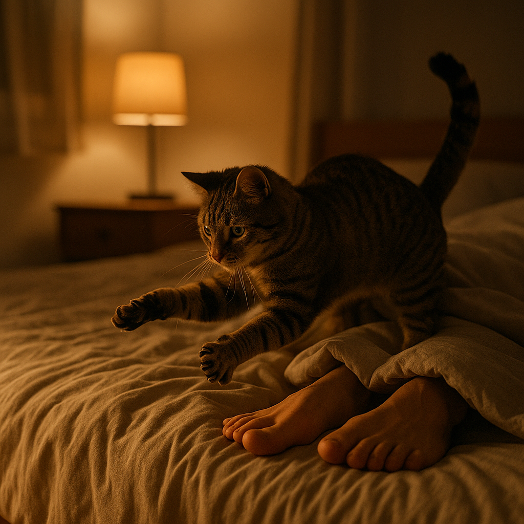 Mon chat attaque mes pieds la nuit : causes et solutions
