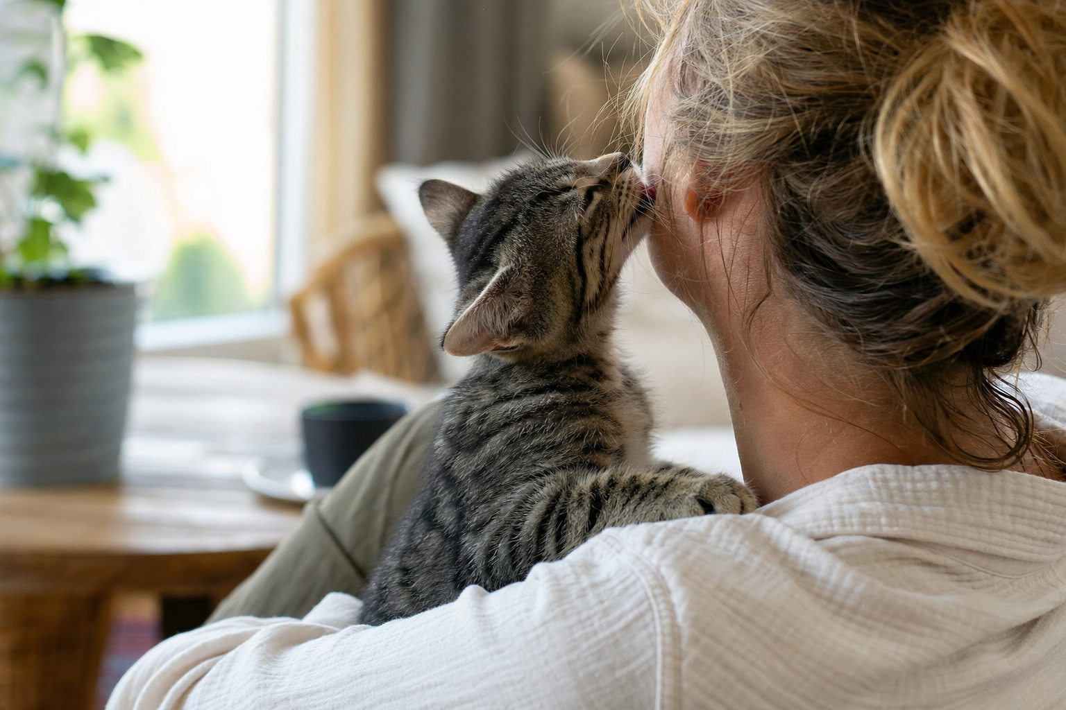 Pourquoi votre chaton vous lèche-t-il le visage ?